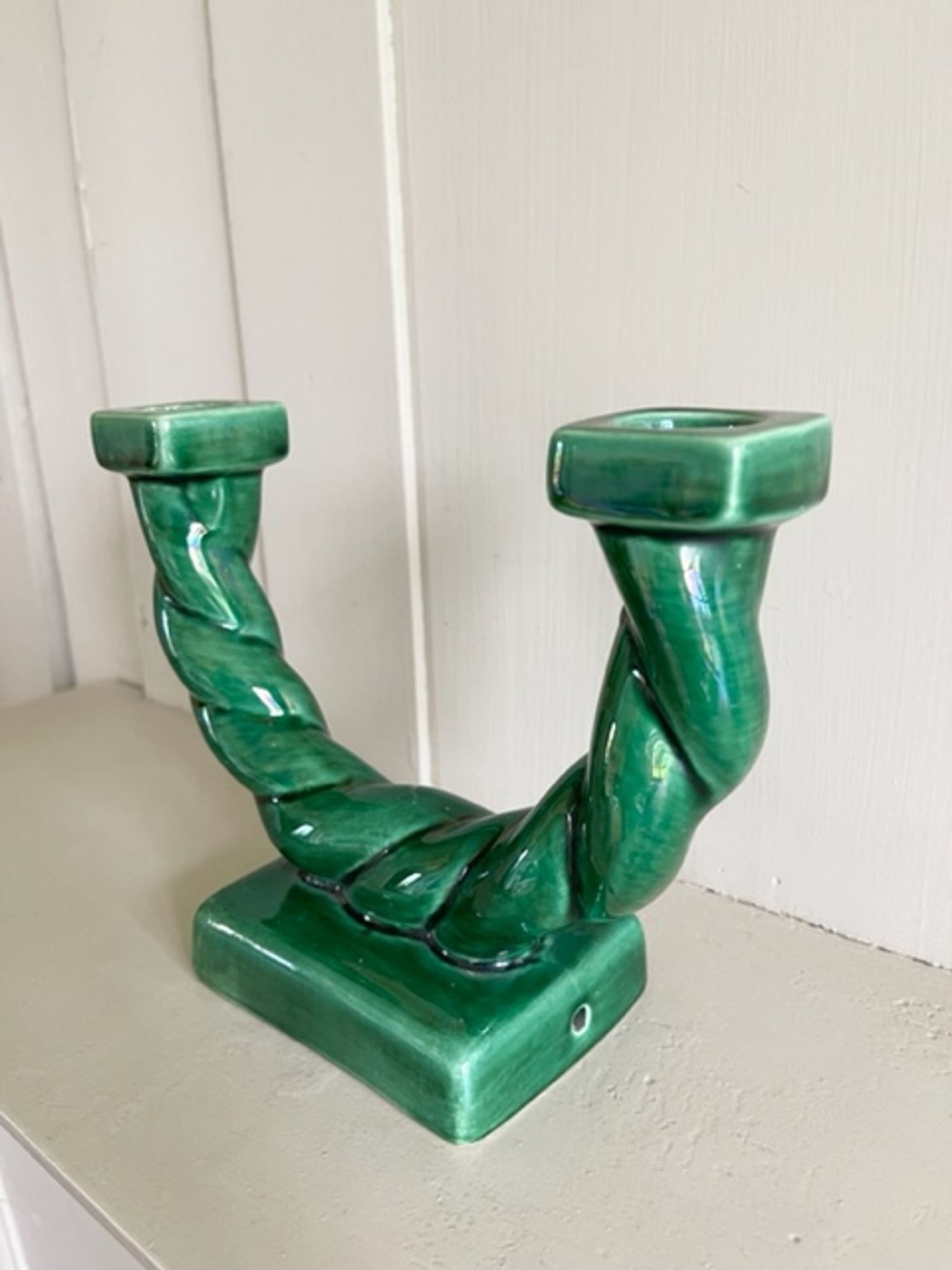 Double ceramic candle holder Longchamp France