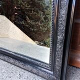 Black arched mirror with period and Napoleon III style patterns - mercury ice