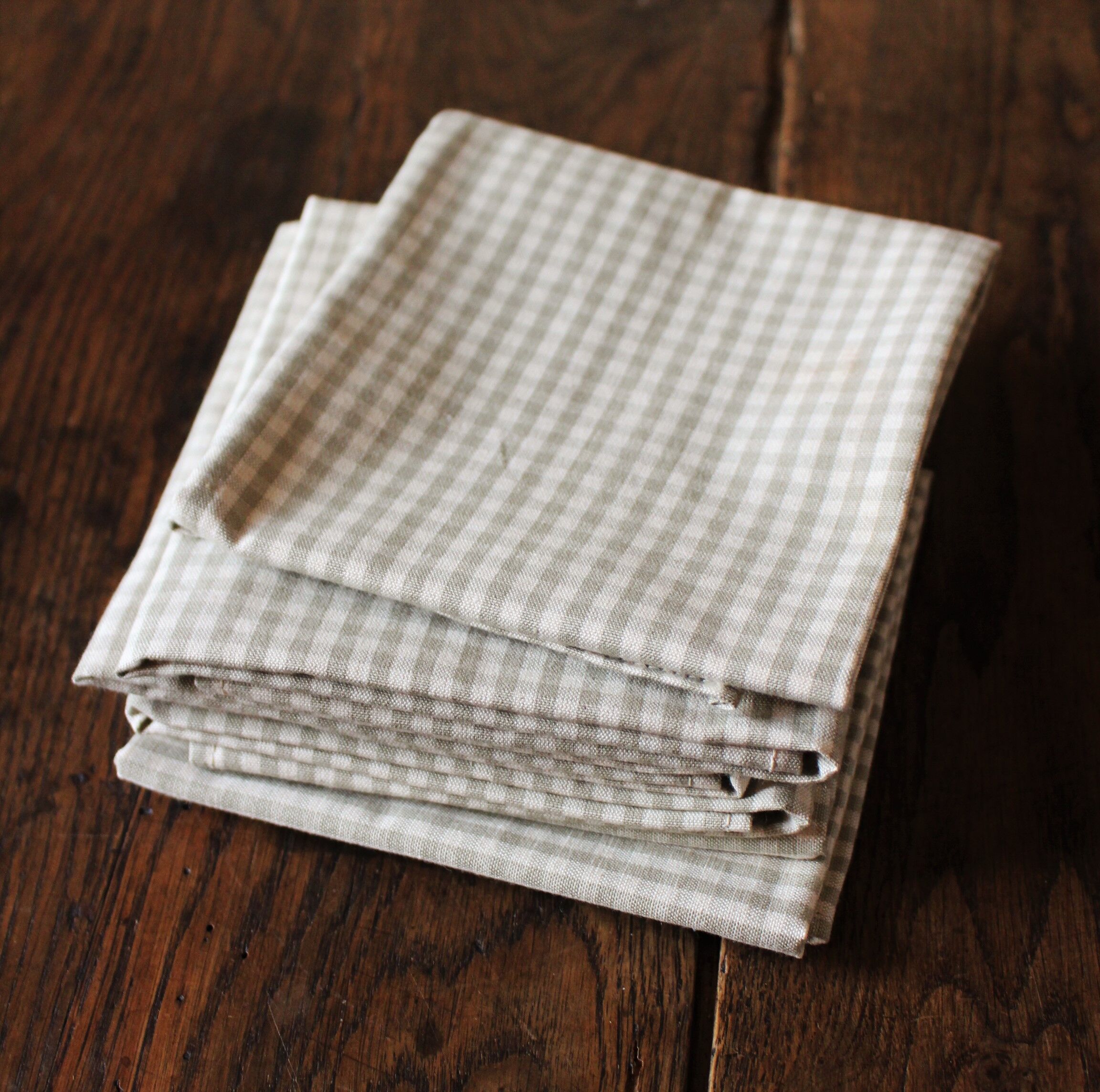 Set of 6 Vichy beige napkins