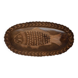 Plat en bois sculpté poisson, circa 1960