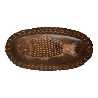 Carved wooden fish dish, circa 1960