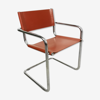 Chaise vintage Bauhaus cuir et chrome Mart Stam Matteo Grassi