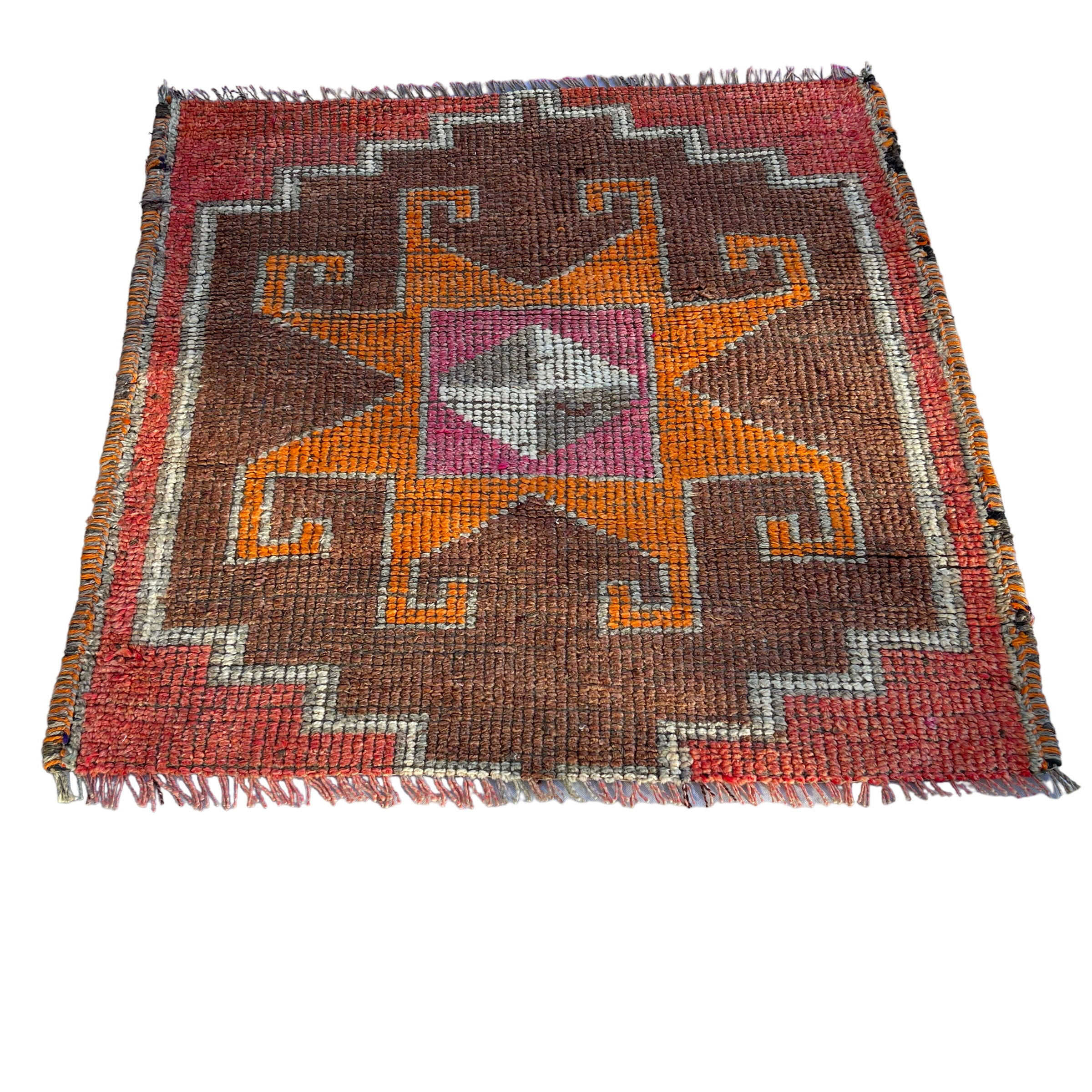Tapis herki kurde vintage, 100 x 100 cm