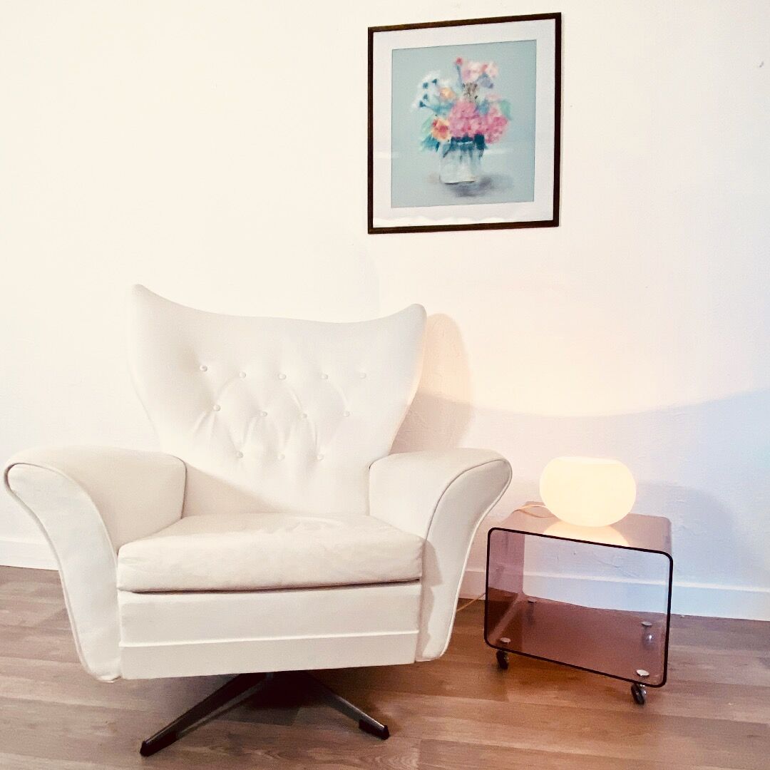 White leather armchair from the 70s