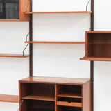 Playful 3-bay wall unit in teak wood by Poul Cadovius, Denmark, 1950s
