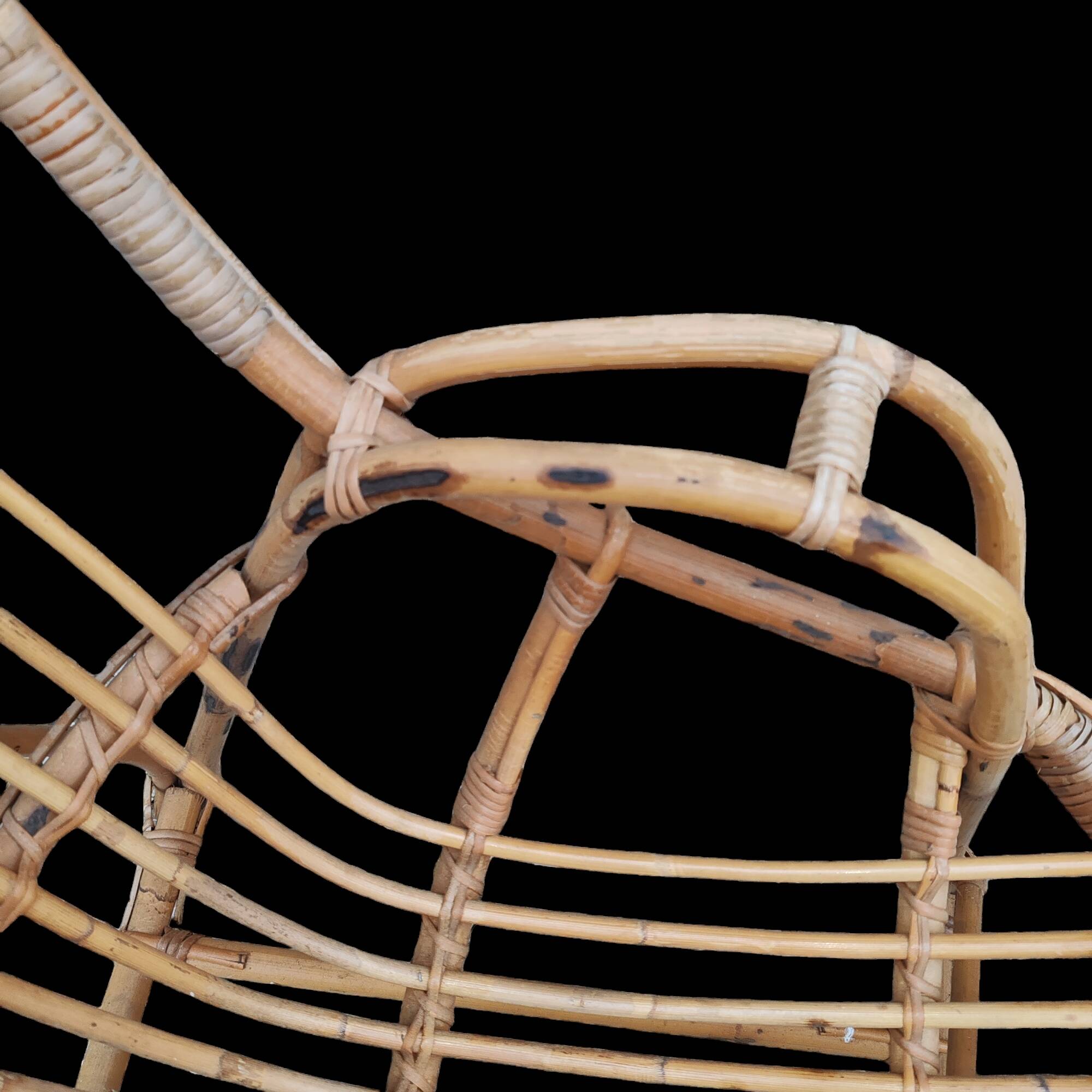 Large vintage rattan armchairs, 1960s