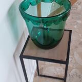 Green pot cache vase in blown glass