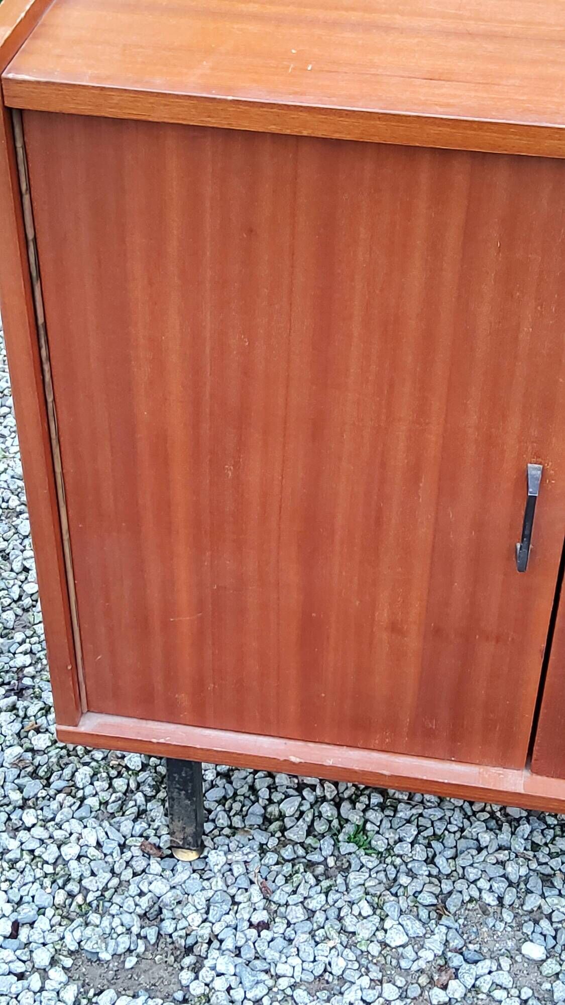 Pair of vintage mahogany sideboards with square metal legs from the 60s