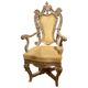 Italian Rococo Silver Mecca Giltwood Throne Armchair, Rome, 18th Century