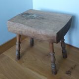 Upcycled brutalist stool, side table, bedside table in solid oak