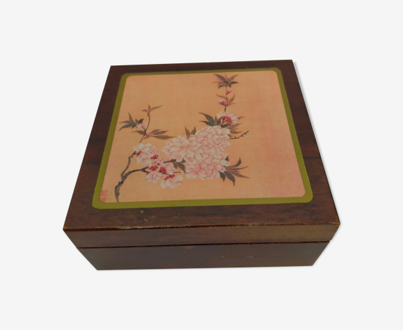 Dessous de verre asiatique en bois dans boîte