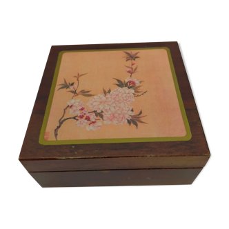 Dessous de verre asiatique en bois dans boîte