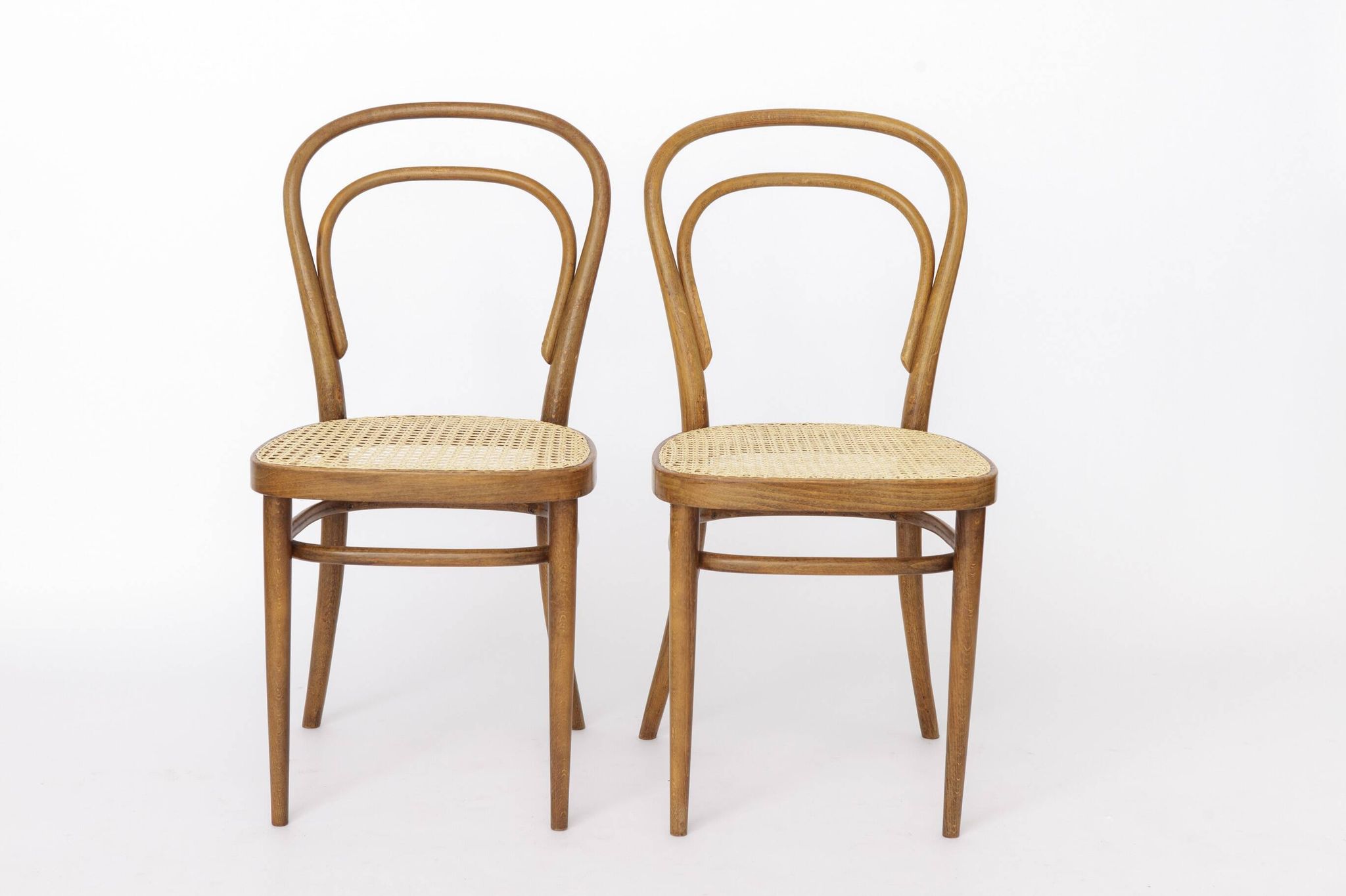 Pair of Vintage Thonet Model 14 Chairs | Radomsko Bentwood Dining Chairs |