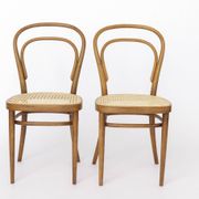 Pair of Vintage Thonet Model 14 Chairs | Radomsko Bentwood Dining Chairs |