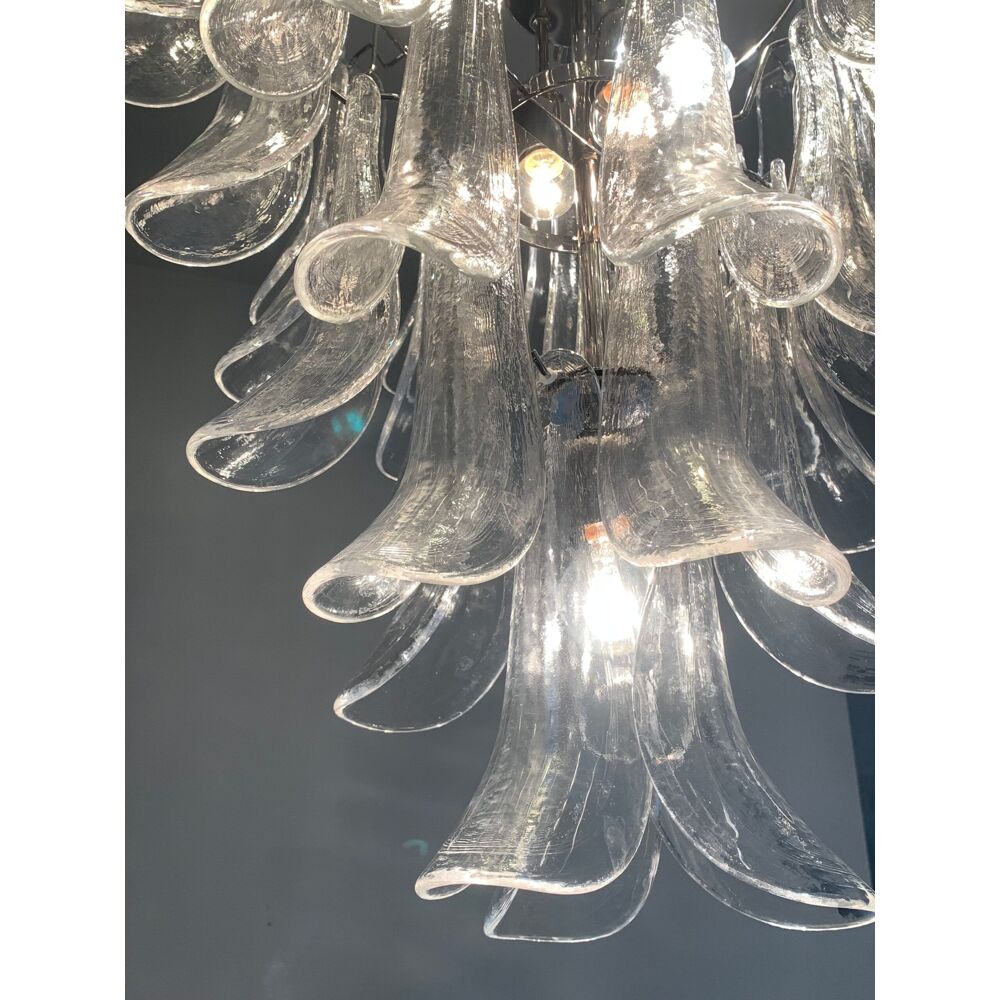 Transparent “selle” murano glass cascade chandelier