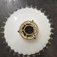 Lampshade suspension in opaline toothed white years 40 claw brass small model Ø 20.5 cm