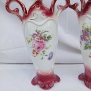 Pair of antique Onnaing slipware vases