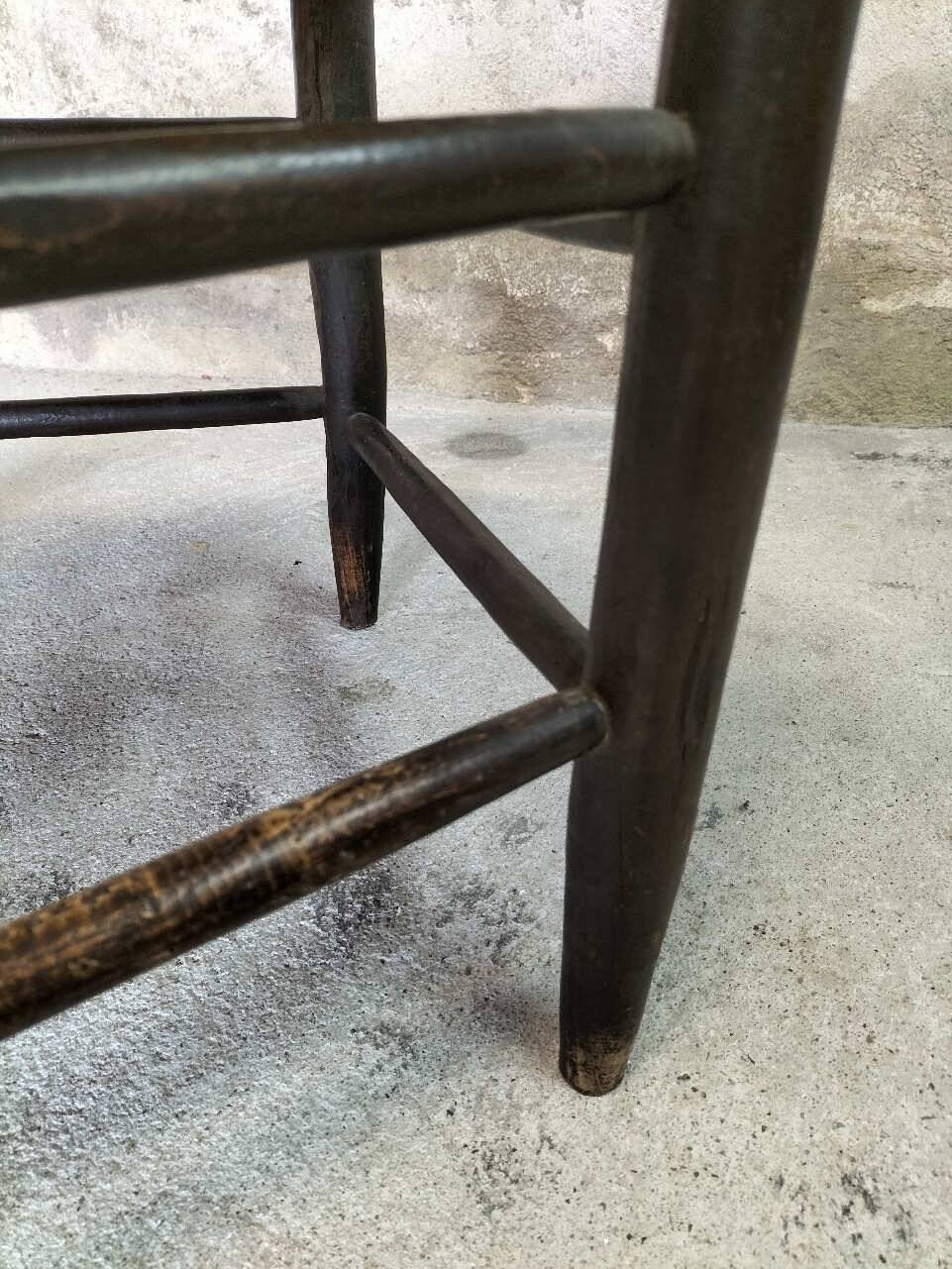 High back straw armchair