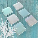 Turquoise and grey square plates