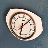 Vintage formica clock octagonal silent wall pendulum "FFR black white ash"