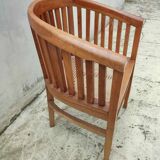 Ancien fauteuil canné bois teck vintage