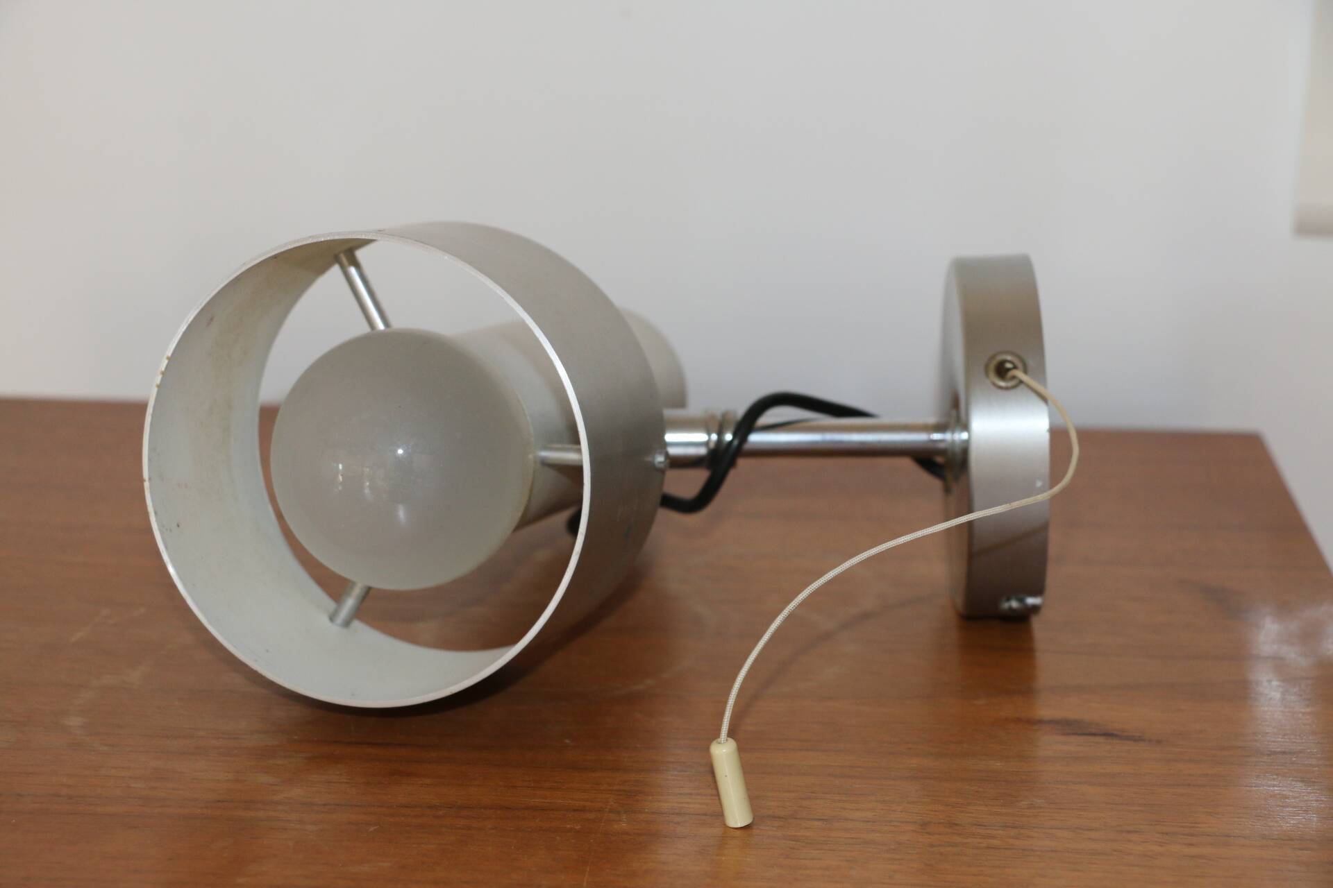 Pair of brushed metal wall lights 1970