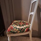 Empire style chair redone in velvet fabric, old floral pattern, 1900