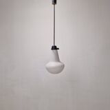 Mid Century Pendant in Milk Glass and Brass, Italy 1960's