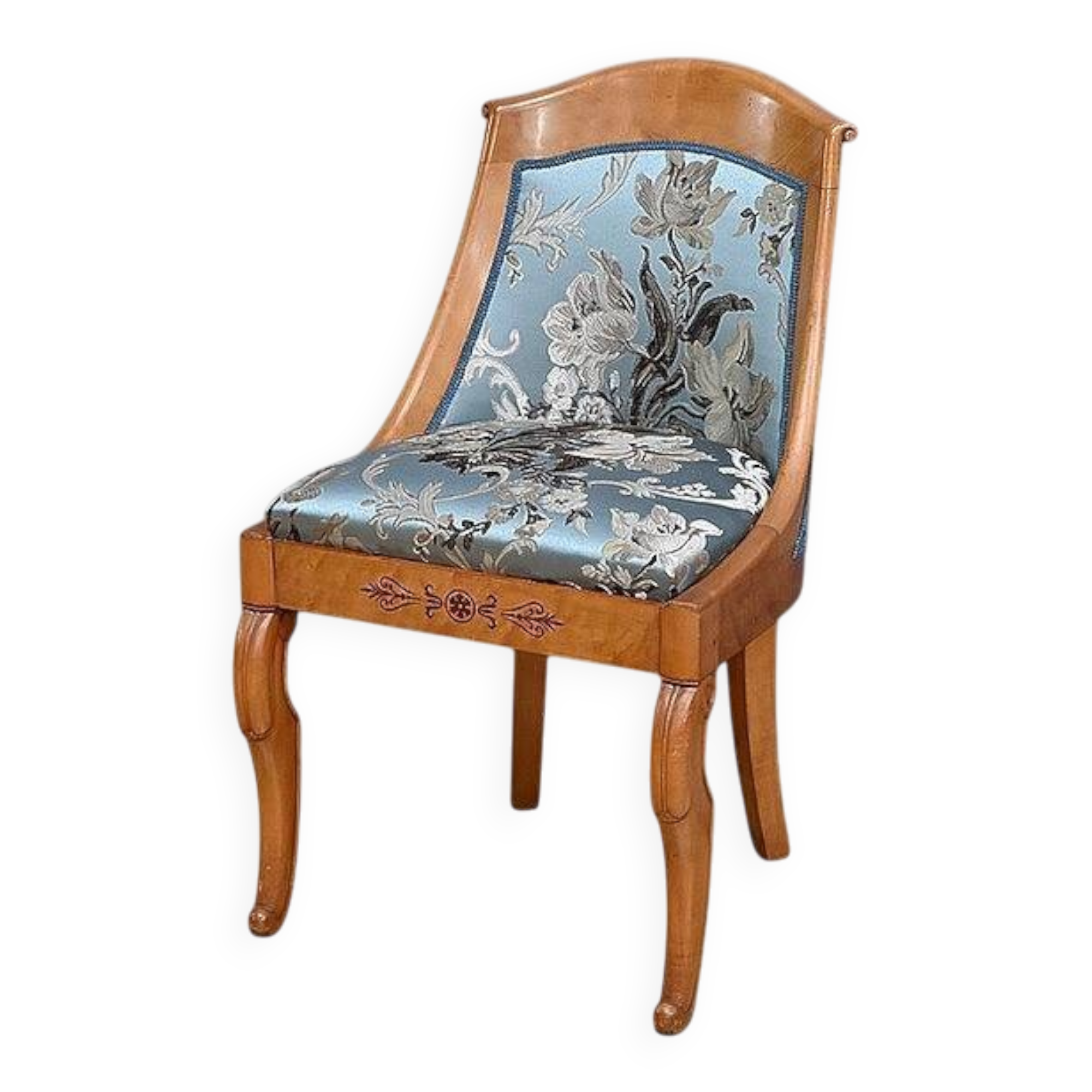 Gondola Chair in Cherry and Speckled Maple, Charles X Style – Mid-20th Century