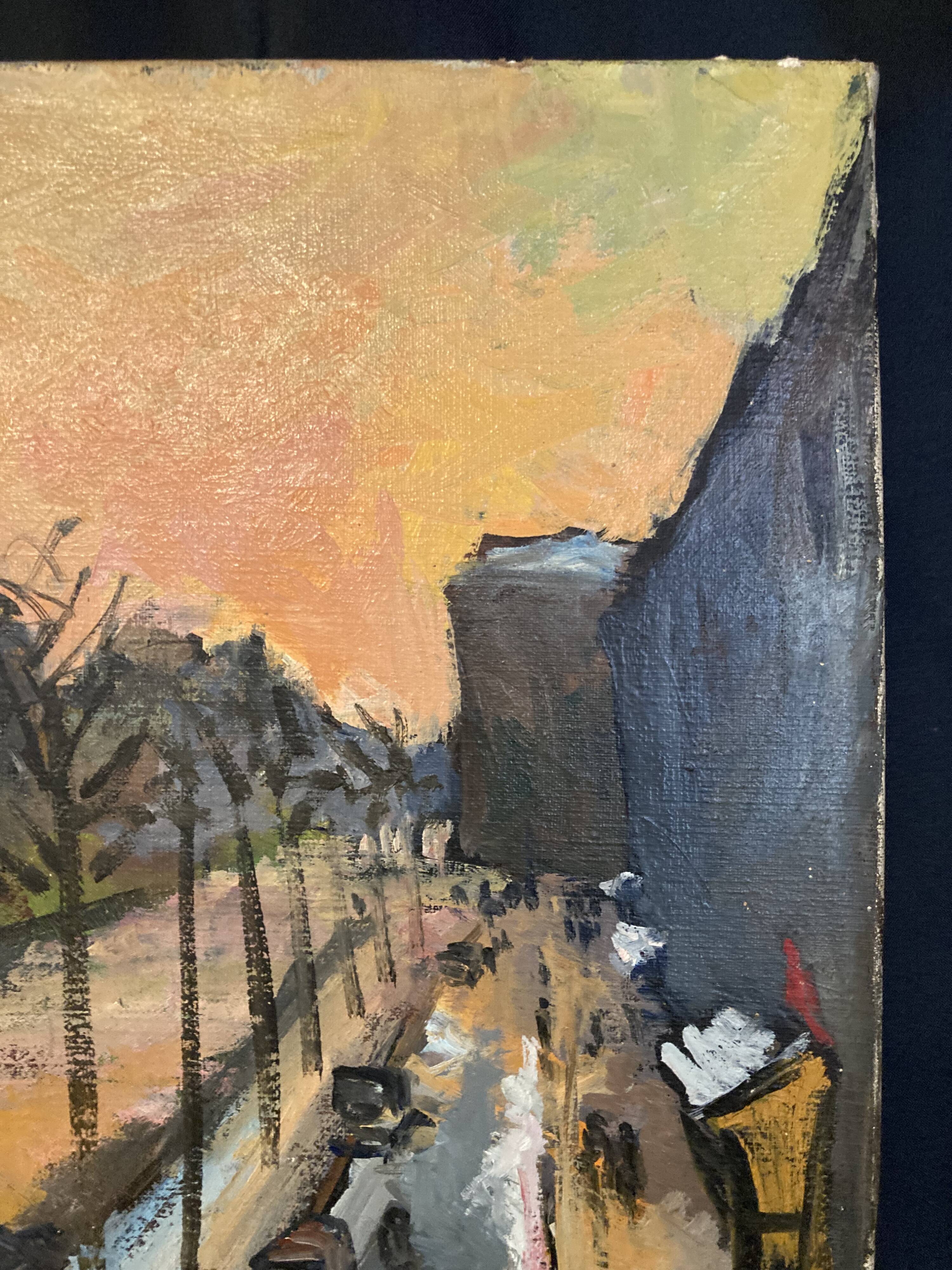 Geneviève chapront, snow boulevard saint-germain, signed oil on canvas