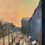 Geneviève chapront, snow boulevard saint-germain, signed oil on canvas