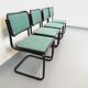 Suite de 4 chaises vintage Marcel Breuer Cesca B32 style Bauhaus en métal noir, bois noir et tissu v