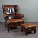 Sheep leather armchair + ottoman