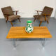 Set of 2 vintage wooden and fabric armchairs designed in the 1960s.