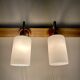Paire d'appliques teck et opaline design scandinave 1950