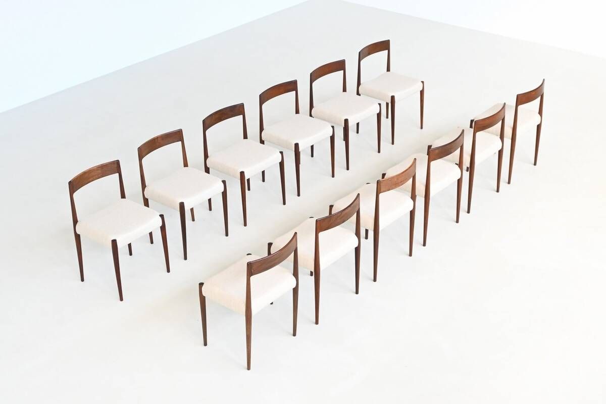 Kai Kristiansen set of twelve dining chairs rosewood Fritz Hansen Denmark 1961