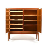 Mid century danish teak and birch wood cabinet