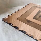 Art Deco photo frame in pink tinted beveled mirror