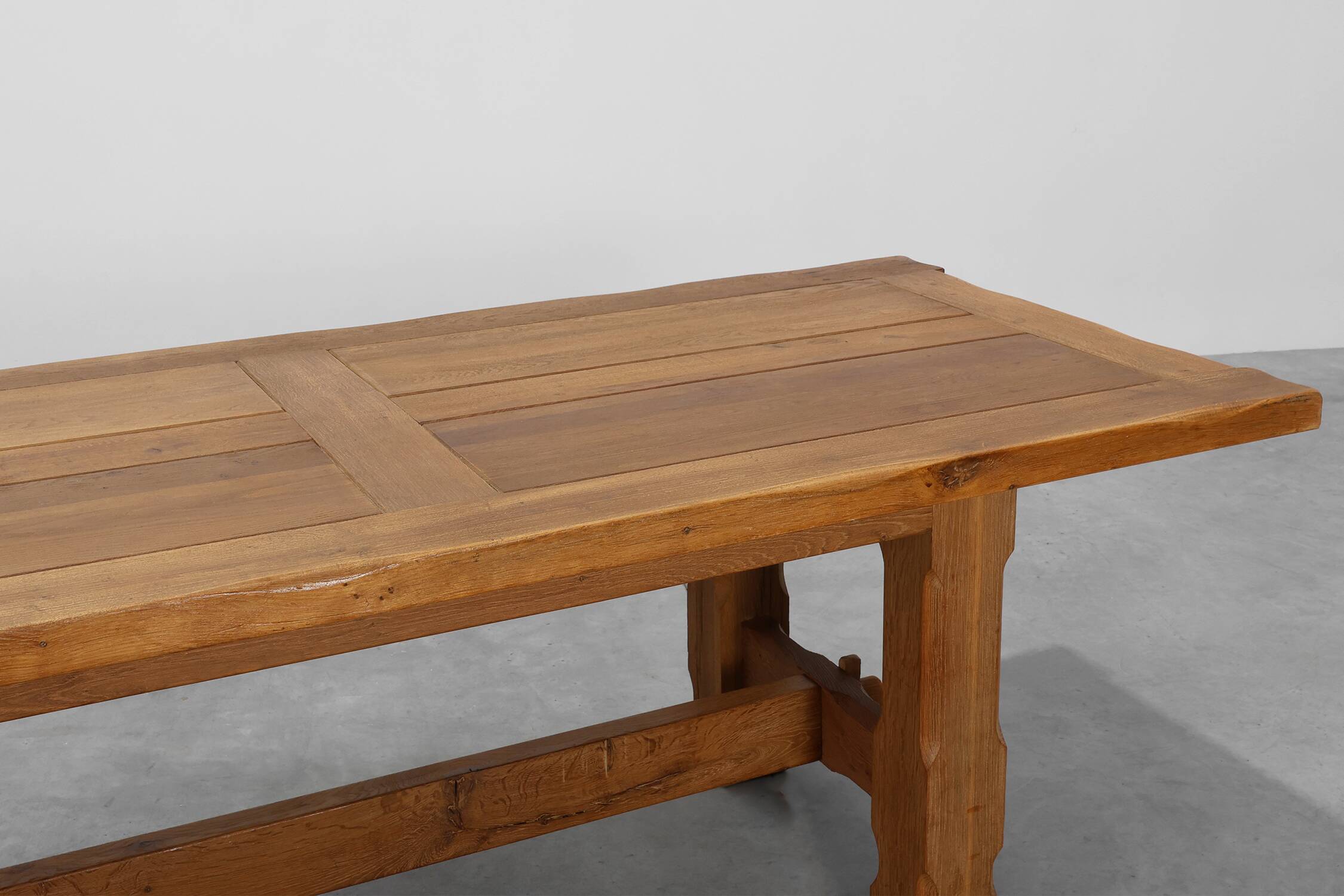 Brutalist Mid-century Oak Dining Table, Belgium 1960s