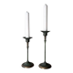 Set of two green bronze Italian candlesticks from the 1980s.