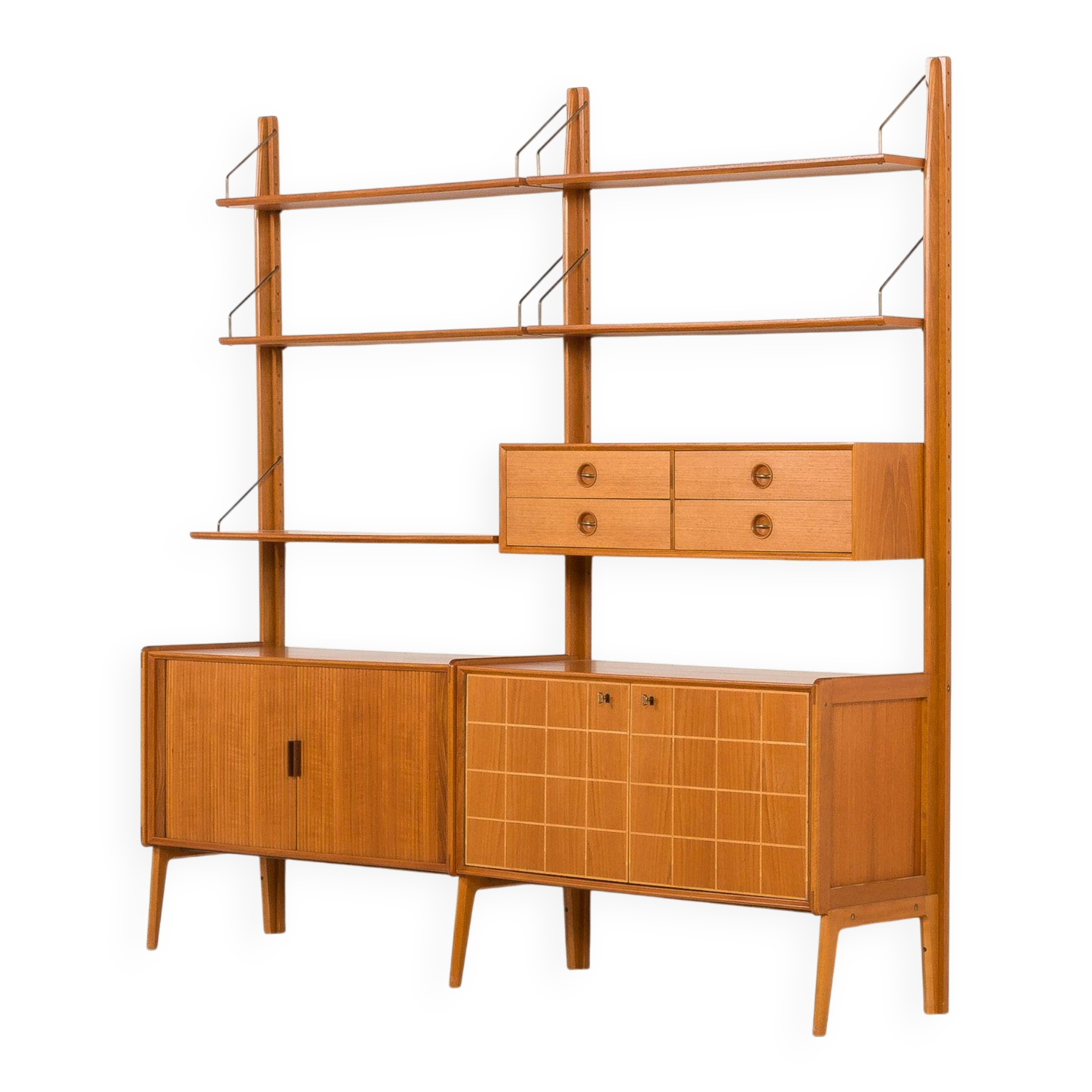 Fredrik A. Kayser teak free standing wall unit for Gustav Bahus, Norway 196