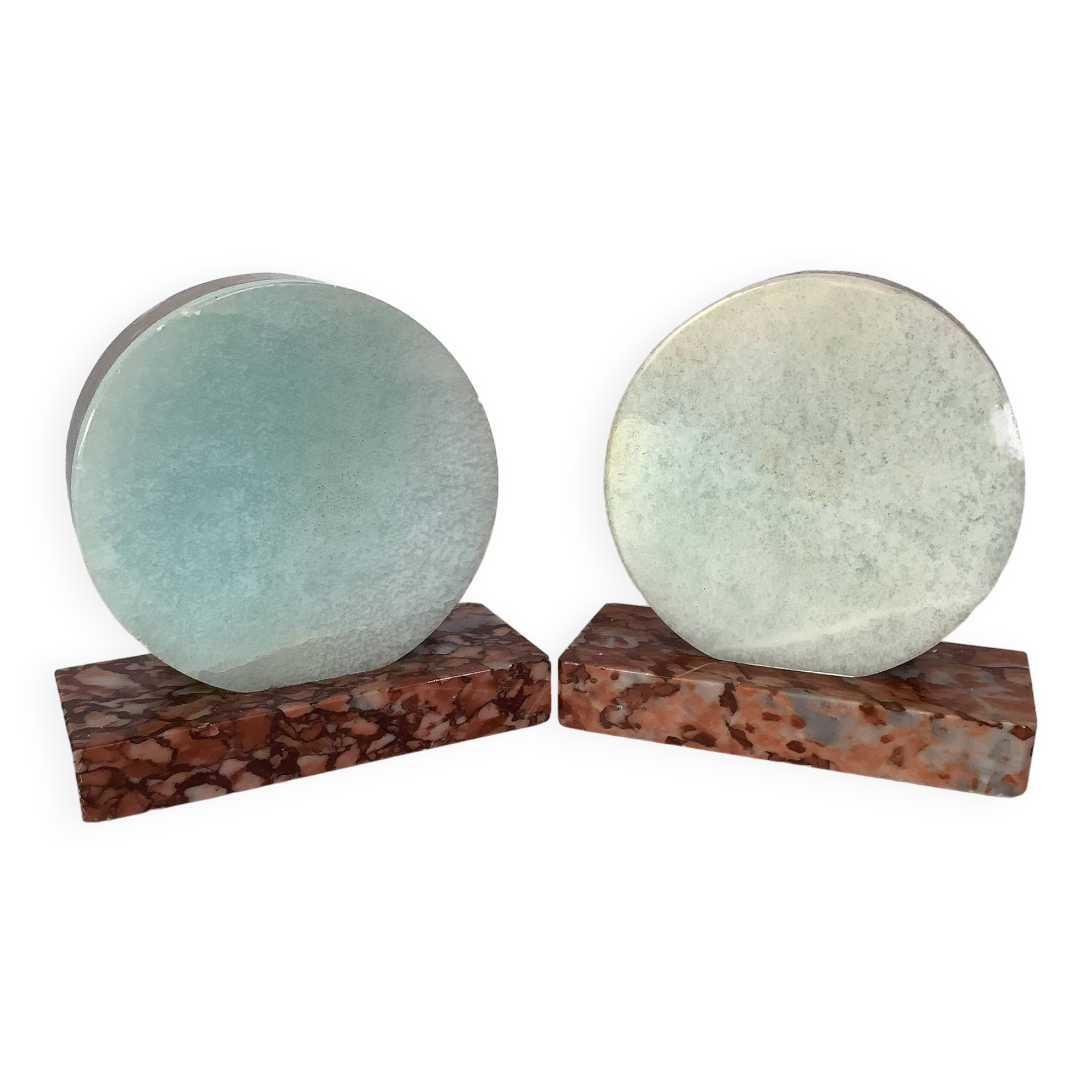 Pair of art deco marble bookends