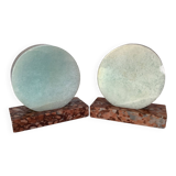 Pair of art deco marble bookends