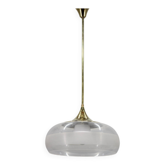 Italian mid-century brass and plastic pendant lamp, 1970s