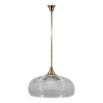 Italian mid-century brass and plastic pendant lamp, 1970s