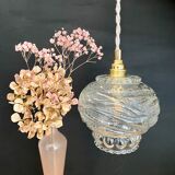 Vintage molded glass globe pendant light