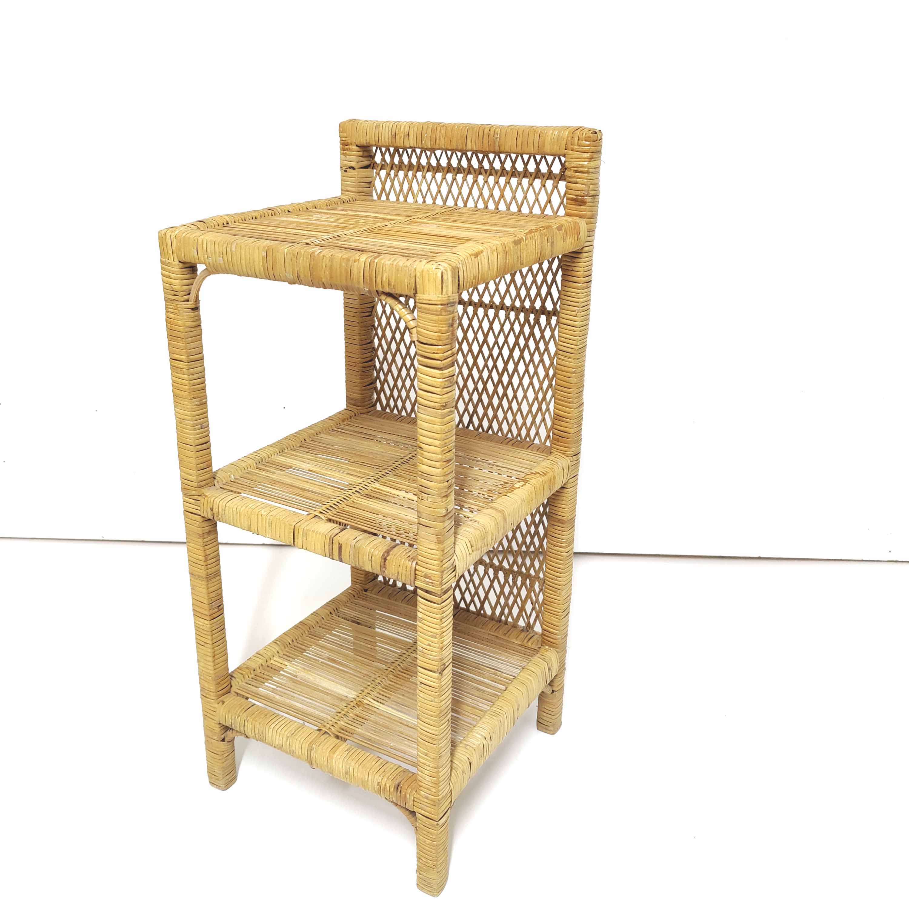 Vintage rattan bedside shelf and bamboo braiding