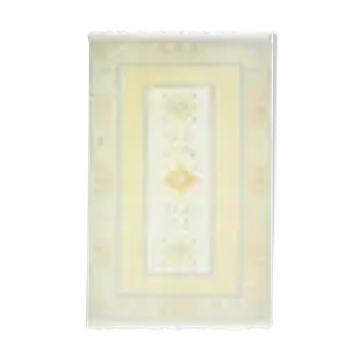 Tapis turc Oushak fait main en laine et coton jaune 195x306 des années 1970