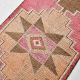 3x11 Pink and Brown Rare Colors Runner Rug, Wool Kilim Rug, 94x320Cm