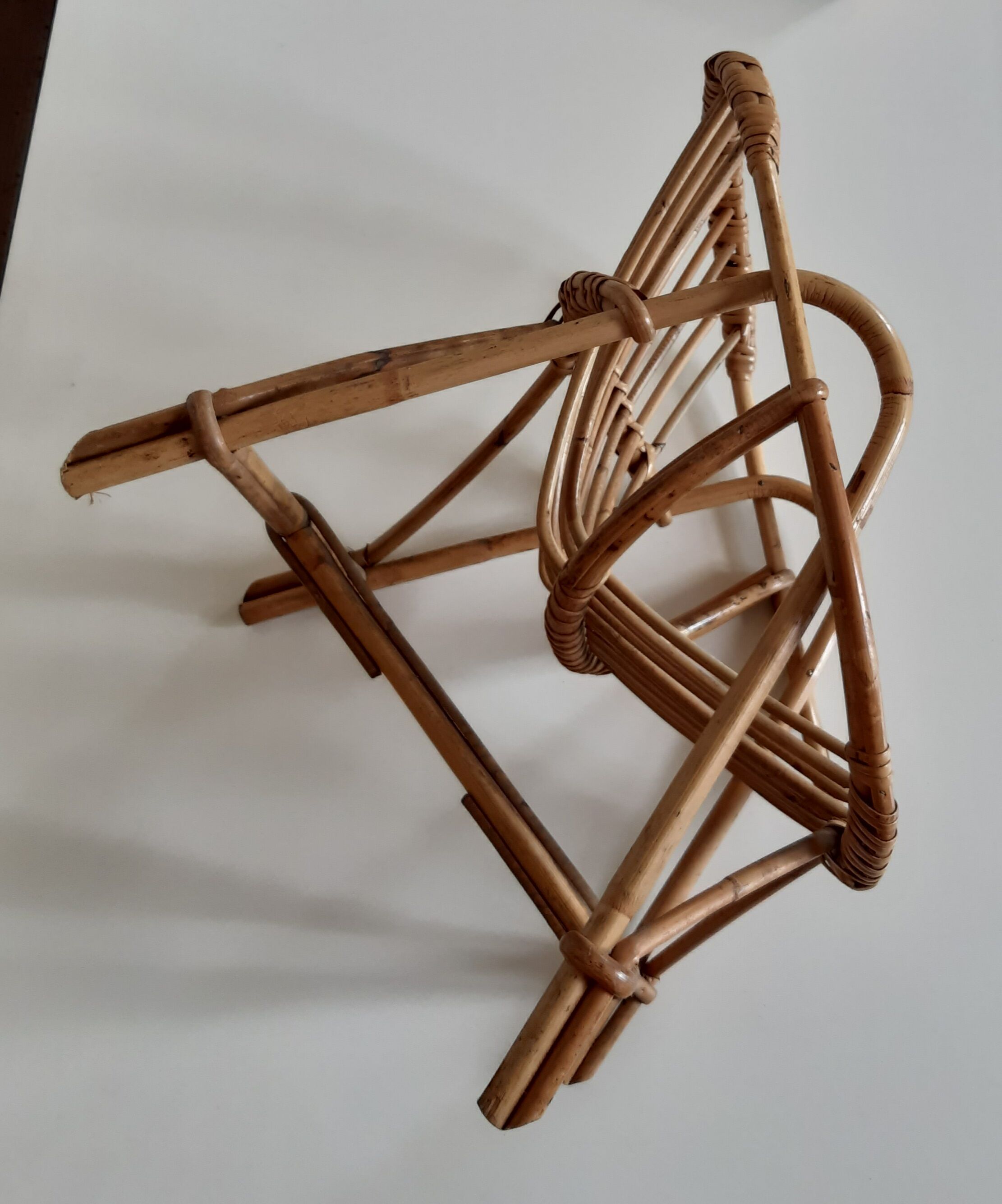 Children's armchair rattan shell, vintage 70s